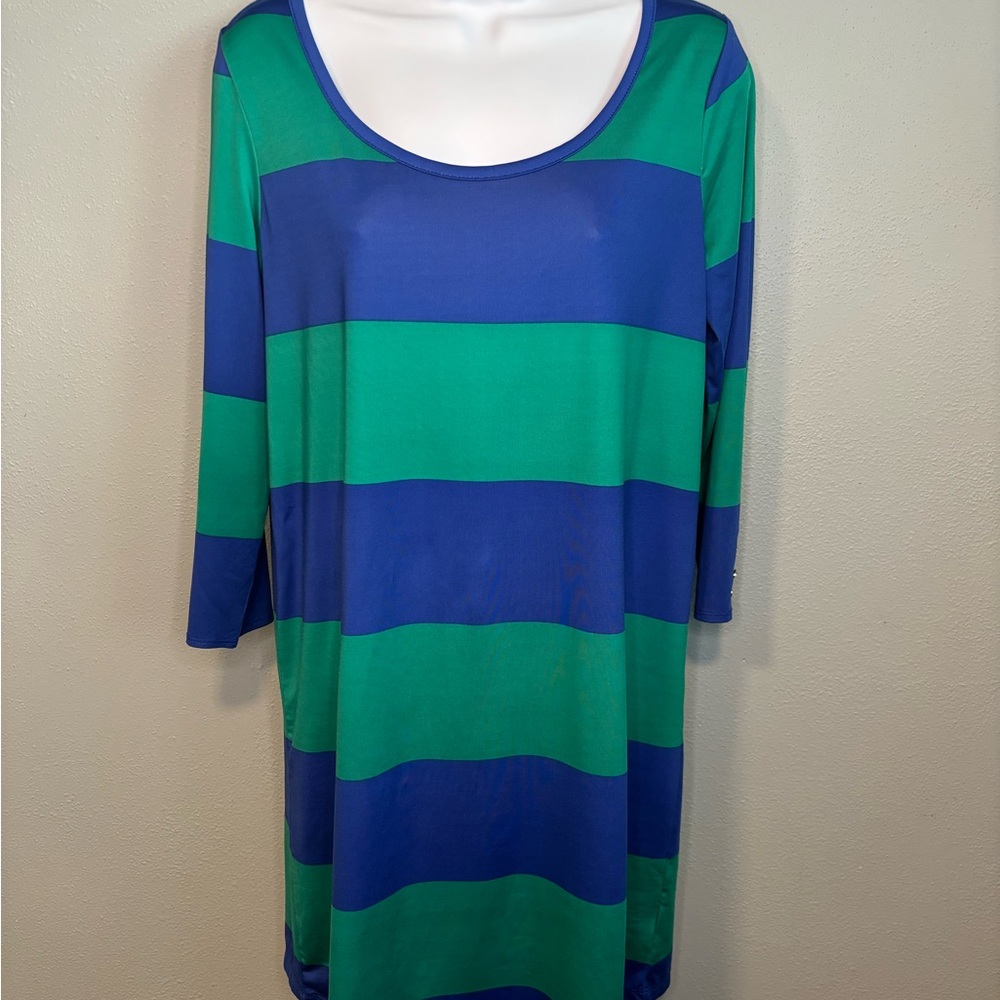 Mud Pie Blue and Green Striped Tunic